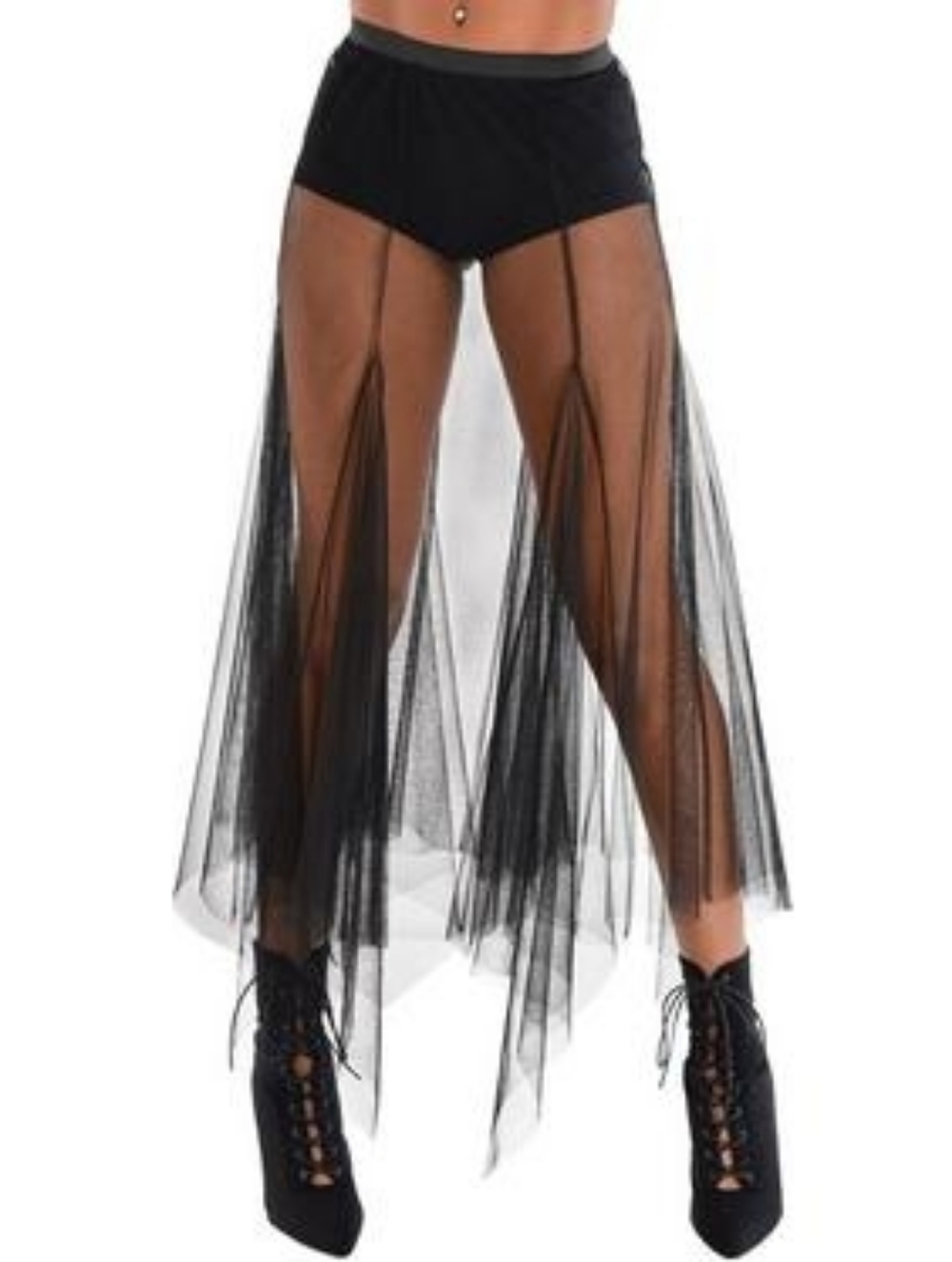 Amscan Sheer Long Black Skirt Size S/M New